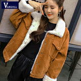 VANGULL Women Winter Jacket Thick Fur Lined Coats Parkas Fashion Faux Fur Lining Corduroy Bomber Jackets Cute Outwear 2019 New