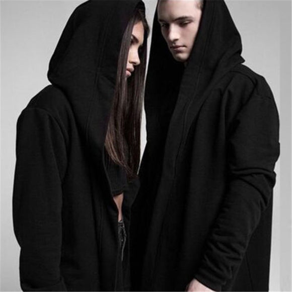 Men Women Unisex Solid Autumn Winter Long Sleeve Gothic Loose  Long Cloak Cape Coat Loose Parka Jacket Outwear