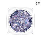 New Hybrid Sequins Glitter Round Colorful Glitter Pots Nail Face body Shadow Glitter Beauty Makeup Shinning Glitter Powder