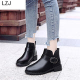 LZJHOT New Arrival Fashion Shoes Women Boots Elasticated Leather Ankle Pointed Low Heel Female Sexy Botas Mujer Shose Women