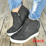 HEFLASHOR 2019 Sneakers Platform Woman 2018 Autumn High Top Female Casual Shoes Wedge Side Zipper