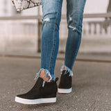 HEFLASHOR 2019 Sneakers Platform Woman 2018 Autumn High Top Female Casual Shoes Wedge Side Zipper