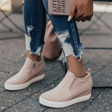 HEFLASHOR 2019 Sneakers Platform Woman 2018 Autumn High Top Female Casual Shoes Wedge Side Zipper