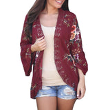 2019  Winter New Fashion Slim Women Lace Floral Open Cape Casual Coat Loose Blouse kimono Jacket Cardigan  Z730