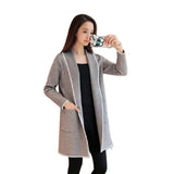 Women Autumn Winter Pockets Long Sleeve Cardigan Slim Fit Long Soft Coat Female Fashion Warm Wine Red Slim Jacket Coat