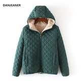 Danjeaner Winter Coat Women Solid Slim Hooded Basic Jackets Female Plus Size Thick Lamb Cotton Jackets Windbreaker Streetwear