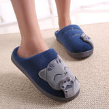 Dropshipping Women Winter Home Slippers Cartoon Cat Shoes Soft Winter Warm House Slippers Indoor Bedroom Lovers Couples T065