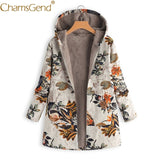 Newly Design Women Coats And Jackets Plus Size Leaf Printing Winter Warm Fleece Coats Zipper Jackets Warm Overcoat Women