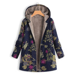 Newly Design Women Coats And Jackets Plus Size Leaf Printing Winter Warm Fleece Coats Zipper Jackets Warm Overcoat Women