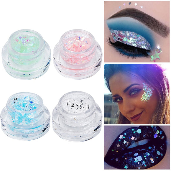 Sticky Glitter Sequin Woman Make Up Shiny Heart Star Paillette Eye Beauty Sparkling Slice Face Lip Shiny Makeup Flakes Decor