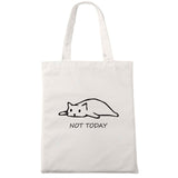 Nope Cat Shopping Tote Bag Cute Animal Print Fashionable Original Design White Bags Zipper Closure Unisex