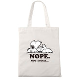 Nope Cat Shopping Tote Bag Cute Animal Print Fashionable Original Design White Bags Zipper Closure Unisex