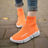 Light High Top New Breathable Flying Socks Shoes Women Sports Elastic Socks Sneakers Woman Ladies Flat Running Walking Shoes