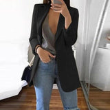 Summer Women Clothes 2019 New Casual Women's Slim Long Sleeves Turn-Down Collar Cardigan Mid Solid Coat