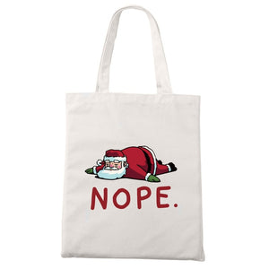 Nope Cat Shopping Tote Bag Cute Animal Print Fashionable Original Design White Bags Zipper Closure Unisex