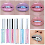 Nude Glitter Shimmer Lipstick Waterproof Long Lasting Moist Lip Gloss Vivid Colorful Lipgloss Sexy Women Glitter Makeup TSLM1