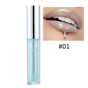 Nude Glitter Shimmer Lipstick Waterproof Long Lasting Moist Lip Gloss Vivid Colorful Lipgloss Sexy Women Glitter Makeup TSLM1